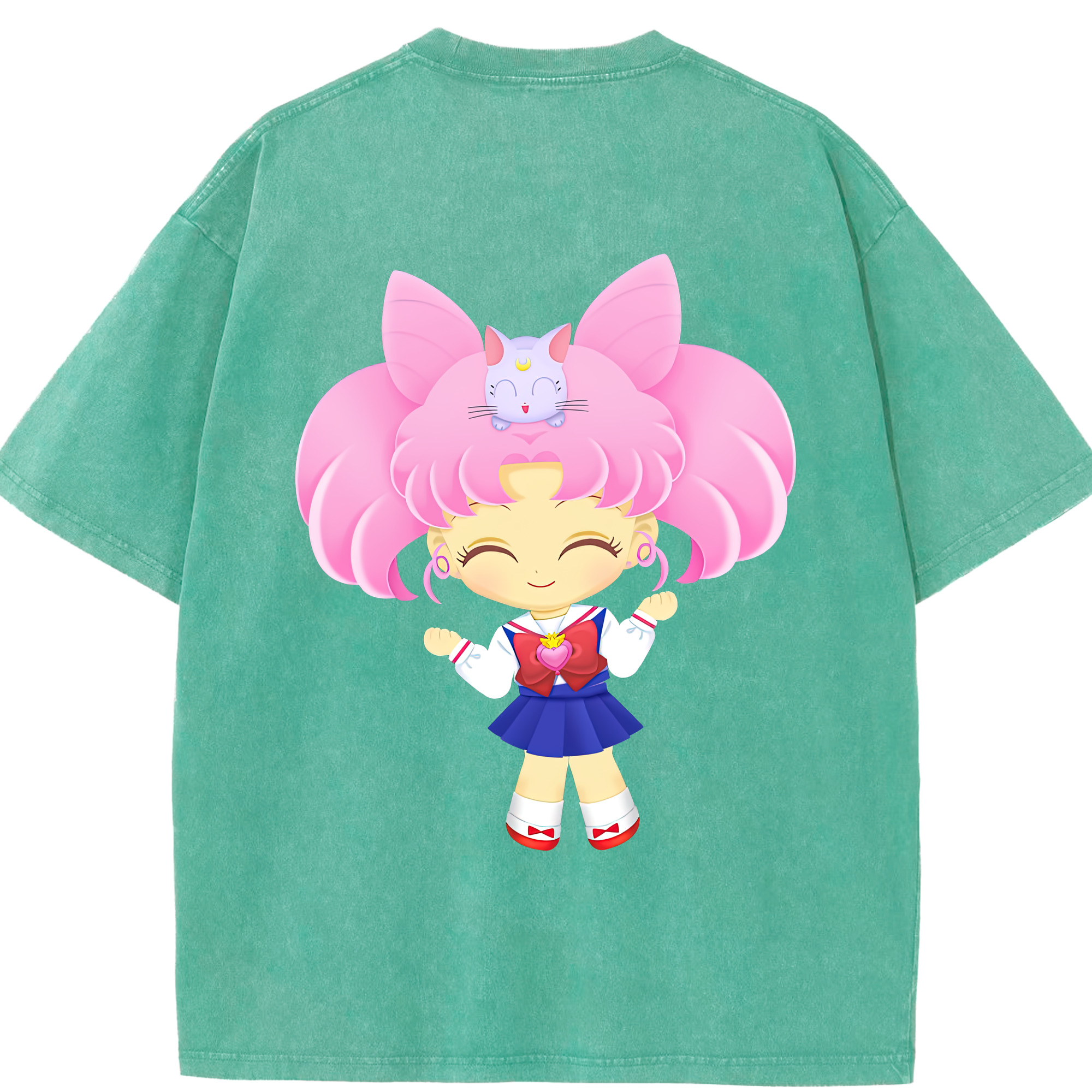 （画像用） 美少女戦士セーラームーン ちびうさ Sailor Moon Chibiusa Tsukino Usagi Small Lady Serenity 綿100% ヴィンテージ風 半袖Tシャツ（背面プリント）
